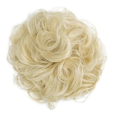 Afbeelding van CAISHA Haarstukje Haarwokkel Opgestoken Bruids Kapsel Volumineus Gekruld Knoet Platina Blond G18A