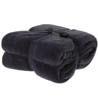 Afbeelding van H&amp;S Fleece deken dekentje plaid polyester zwart 180 x 230 cm