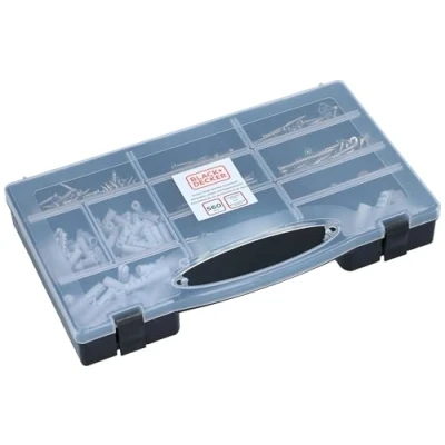 Afbeelding van BLACK+DECKER Spijkers, Pluggen en Schroeven Set 560 stuks Assortimentsdoos