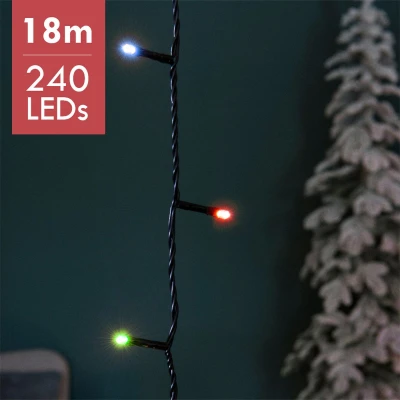 Afbeelding van 18m LED Multi kerstboomverlichting div lichtstanden 240 lampjes