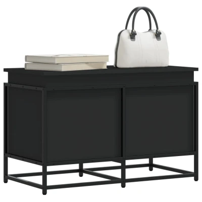 Afbeelding van Opbergbox met deksel 80x40x51,5 cm bewerkt hout zwart