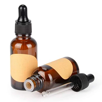 Afbeelding van stonylab 2 Pack Glazen Druppelflesje, Lege Fles met Druppelaar, Binnenste Plug en Label voor Etherische Oliën Aromatherapie Geuren (30 ml, Bruin)