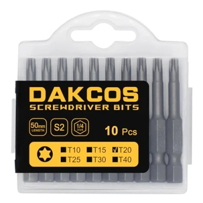 Afbeelding van DAKCOS T20 bit lang, Torx T20, assortiment van S2 (lengte: 50 mm, 10 stuks)