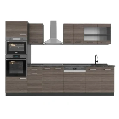 Afbeelding van Vicco Complete keukeneenheid R Line, Edel grijs/antraciet, 300 cm met hoge kast, WB Antraciet