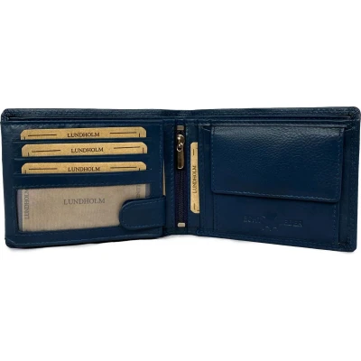 Afbeelding van Lundholm leren portemonnee heren RFID leer donkerblauw met anti skim bescherming