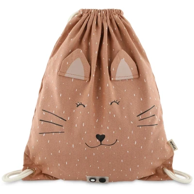 Afbeelding van Trixie Mrs. Cat Drawstring Bag brown Kindertas Schooltas