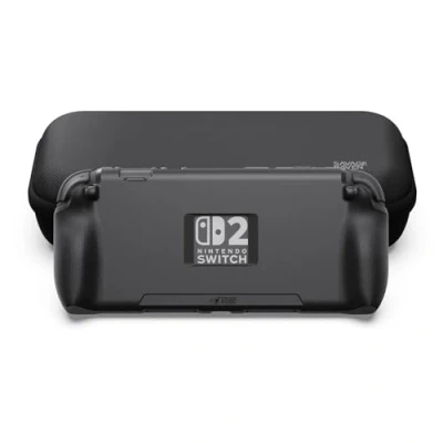 Afbeelding van Savage Raven by Skull &amp; Co. StandGrip Bundle for Nintendo Switch 2: Protective Case with Textured Grips Full Protection, Shock Absorption Non Slip and Anti Scratch Cover (with Carrying Case) Black