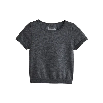 Afbeelding van Next Regular FIT Seamless Active Short Sleeve Tshirt basic, Dames, Maat: Medium, Charcoal grey
