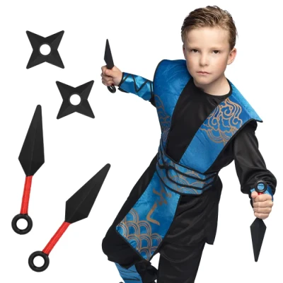 Afbeelding van Boland Set 4 Ninja wapens 2 messen + sterren Ninja&#039;s Carnaval Themafeest