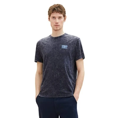Afbeelding van TOM Tailor MIT Print Tshirt print, Heren, Maat: Large, Sky captain blue