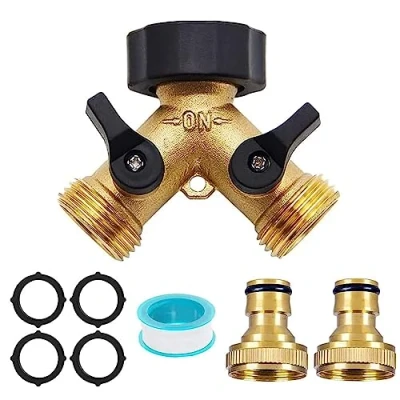 Afbeelding van Y Splitter 3/4 Inch, 2 Way Distributor Water voor Tuinslangdispenser, Tuinwateraansluitadapter, Watertoevoerslang Wasmachine Vaatwasser (Goud)