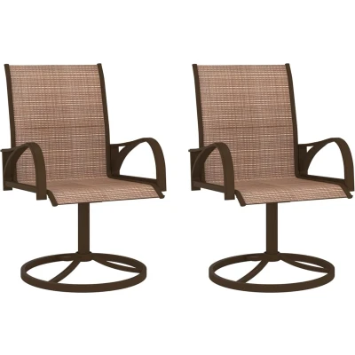 Afbeelding van vidaXL Tuinstoelen draaibaar 2 st textileen en staal bruin