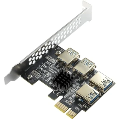 Afbeelding van MZHOU PCIE 1 tot 4 PCI Express,4 Poorts Riser Adapterkaart USB 3.0 Adaptervermenigvuldigerkaart met Hogere Stabiliteit Voor Bitcoin Mining