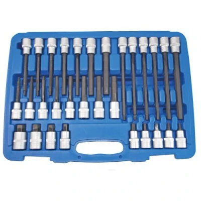 Afbeelding van SW Stahl 04923L schroevenset, 12,5 mm (1/2 inch) aandrijving, 5 19 mm, 30 delig, binnenzeskant, van chroom vanadium S2 speciaal staal