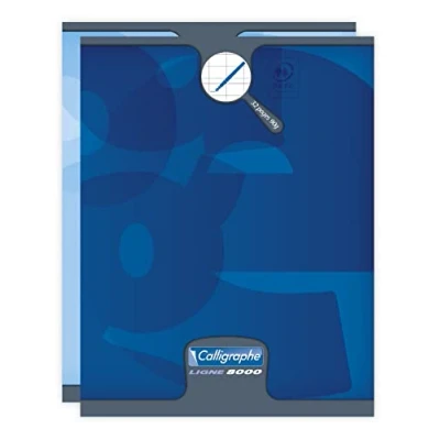 Afbeelding van Calligraphe 108705C Set van 20 Blauw Geniet Schriften 17x22 cm 32 Dubble gelijnd Pagina&#039;s met 3mm verticale tussenruimt 90g Papier Offset karton kaft Merk Clairefontaine