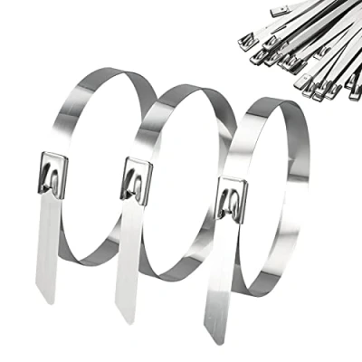Afbeelding van Kabelbinders, zelfborgend, 500 x 7,9 mm, roestvrij staal, corrosiebestendig, voor draden, kabels, slangen, 20 stuks