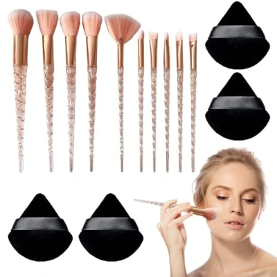 Afbeelding van LDBKLGHJ Make up Borstel Set Compleet Beauty met Borstelhouder en Poederdons Borstelset voor Dagelijks Gebruik Professionele Kunstenaars