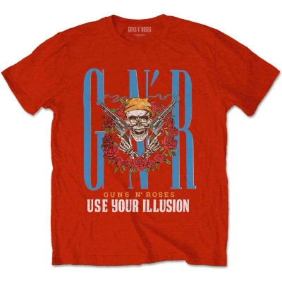 Afbeelding van Guns N&#039; Roses Heren Tshirt M Bandana Skull Rood