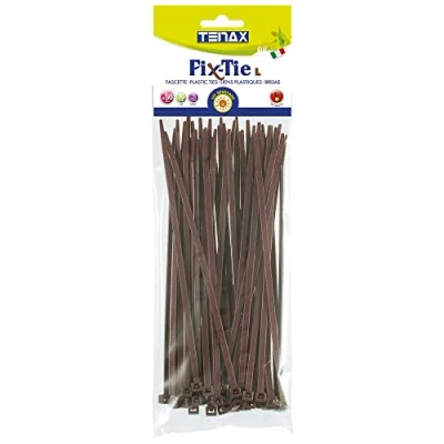 Afbeelding van TENAX FIX TIE L multifunctionele kabelbinders van kunststof, lengte 20 cm, bruin, verpakking 50 stuks