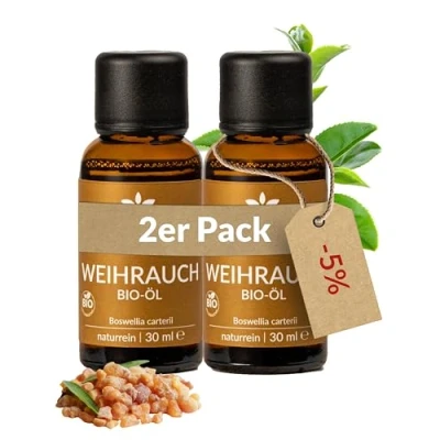 Afbeelding van Heldengrün© Biologische wierookolie [100% natuurzuiver], pure wierookolie, geurolie, wierook in parfumkwaliteit, duurzame wilde groei, Frankincense olie, 2 x 30 ml