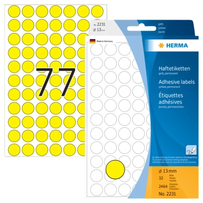 Afbeelding van Etiket HERMA 2231 rond 13mm geel 2464stuks