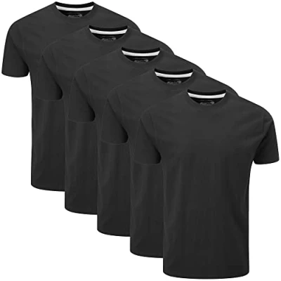 Afbeelding van Charles Wilson Effen Ronde Hals T Shirt 5 Stuks (Large, Plain Black)