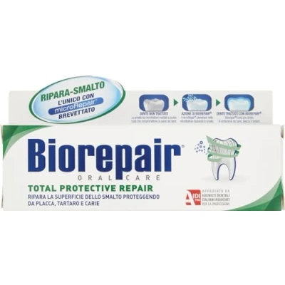 Afbeelding van Biorepair Tandpasta Total Protective Repair, Anticaria, repareert nagellak, regenereert antibacterieel, fluorvrij, 60 ml