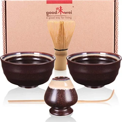 Afbeelding van Goodwei Matcha set Duo met twee schalen en bezemhouder (Kumo)