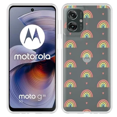 Afbeelding van Cazy Hoesje geschikt voor Motorola Moto G55 Siliconen Regenboog Patroon