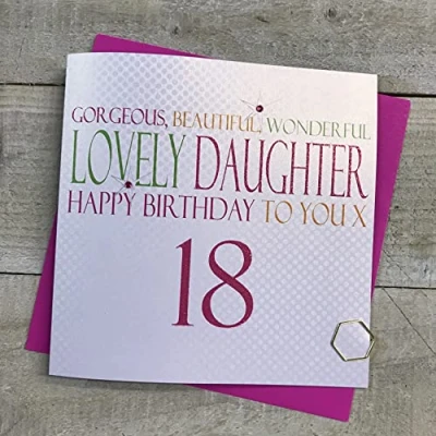Afbeelding van WHITE COTTON CARDS Code N21 45,7 cm Prachtige Wonderful Daughter Happy Birthday to You handgemaakt groot 18e verjaardag kaart