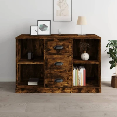 Afbeelding van Dressoir 104,5x35,5x67,5 cm bewerkt hout gerookt eikenkleurig