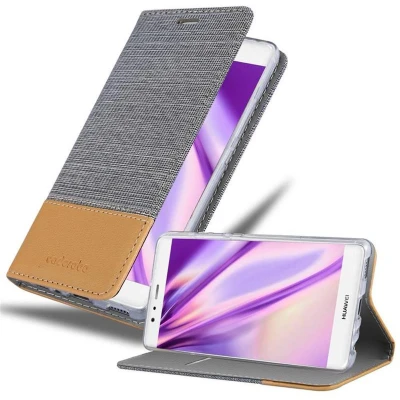 Afbeelding van Cadorabo Hoesje geschikt voor Huawei P9 in LICHTGRIJS BRUIN Beschermhoes met magnetische sluiting, standfunctie en kaartvakje Book Case Cover Etui