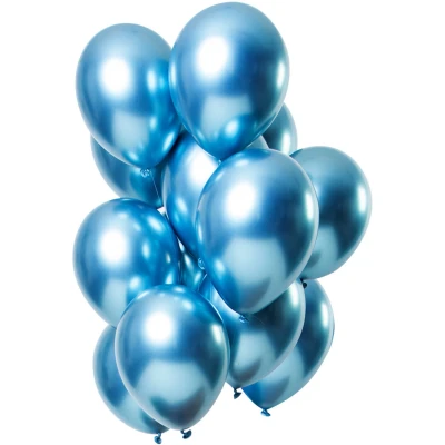 Afbeelding van Ballon set Licht Blauw Chrome 30cm 12 stuks