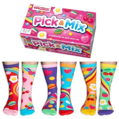 Afbeelding van United Oddsocks Pick &amp; Mix Box 6 Voor Meisjes VK 12 5,5 EUR 30,5 38,5, Meerkleurig, 30