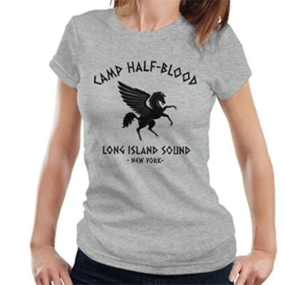 Afbeelding van Cloud City 7 Percy Jackson Camp Half Blood T shirt voor dames, Hei Grijs, S