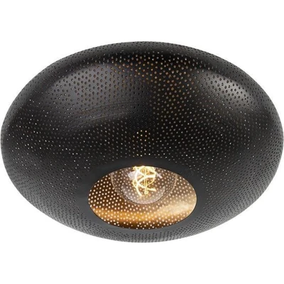 Afbeelding van QAZQA Oosterse plafondlamp zwart met goud 40 cm Radiance