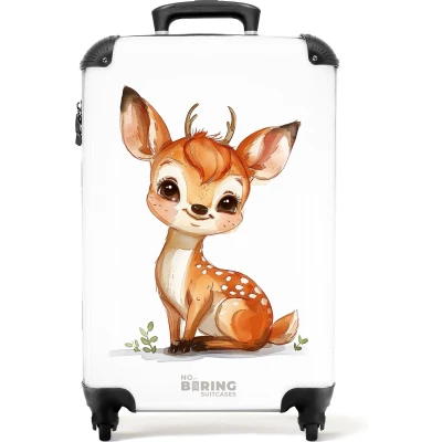 Afbeelding van NoBoringSuitcases.com® Kinderkoffer Kindertrolley jongen en meisje Baby hert Handbagage koffer lichtgewicht Reiskoffer trolley kinderen Rolkoffer met wieltjes Past binnen 55x40x20 55x35x25