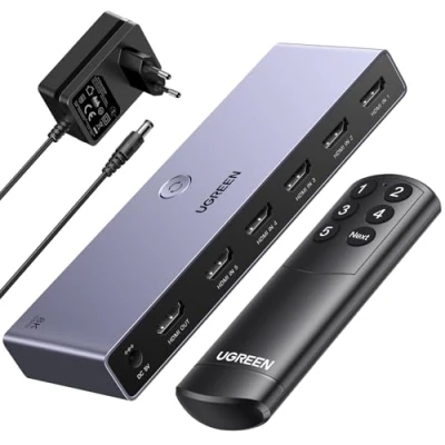Afbeelding van UGREEN 8K@60Hz HDMI Switch 5 in 1 uit Aluminium Ondersteuning 4K@240Hz HDR10+ HDCP 2.3 CEC 2.1 Switcher Splitter met Voedingsadapter Compatibel PS5/4 Xbox Apple TV Fire Stick