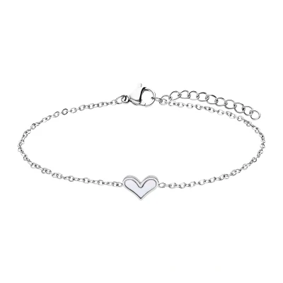 Afbeelding van Lucardi Dames Stalen Armband met hart Staal Zilverkleurig 20 cm