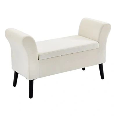 Afbeelding van HOMCOM Sitzbank mit Stauraum Polyester 111,5B x 41T 65H cm Cremeweiß