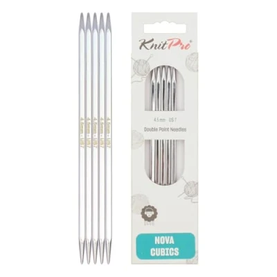 Afbeelding van KnitPro 15 cm x 4,5 mm Nova Cubics dubbelpuntige naalden, glanzend messing
