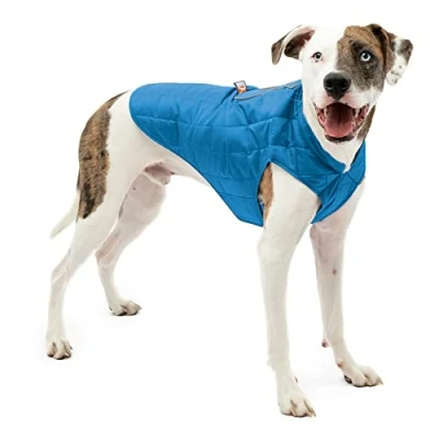 Afbeelding van Thermo Warme Jas voor Honden Reversible, Waterafstotend &amp; Wasbaar Kurgo Loft Jacket in 4 kleuren maten XS tot XL Kleur: Blauw/Oranje, Maat: Large