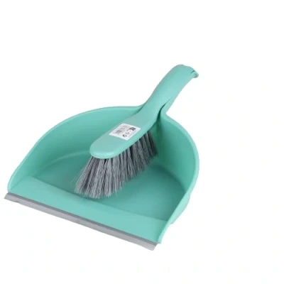 Afbeelding van Urban Living Stoffer en blik set jade groen zachte borstel kunststof 32 x 22 cm