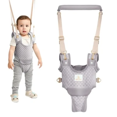 Afbeelding van auvstar Baby Walking Assistant harnas,Afneembare Peuter wandelharnas, Handheld Staande Up en Learning Helper,Kids Safety Belt voor 6 36 maanden Kind (Grijs)