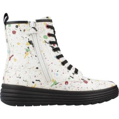 Afbeelding van Geox J Phaolae Veterboots voor kinderen, Maat: 31, White multicolor Kunststof