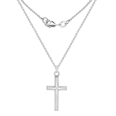Afbeelding van Tuscany Silver Sterling zilveren kruis hanger op ketting van 46 cm 18 Inch, Effen Voor Dames