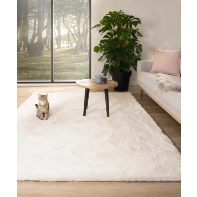 Afbeelding van Zacht Hoogpolig Vloerkleed Comfy Plus Wit 80x150 Cm