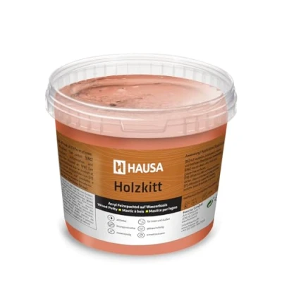 Afbeelding van HAUSA Houtkitt 1 kg mahonie houtplamuur, stopverf voor hout, houtplamuur/vulmassa het repareren van houtschade, gebruiksklaar, uitstekende vulkracht, sneldrogend, scheurbestendig