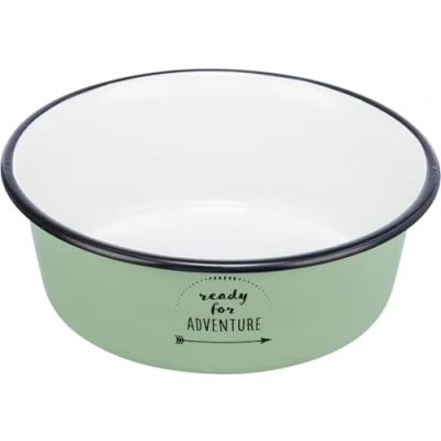 Afbeelding van Trixie Voerbak Drinkbak Emaille / Rvs Groen 12X12 CM 300 ML (410430)