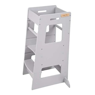 Afbeelding van KiddyMoon Model ST 003 Educatieve Toren Voor Kinderen In Hoogte Verstelbaar Opstapkru Montessori Meubel Keukenhulp Baby&#039;s, Grijs, Grijs